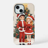 Cute Santa Christmas Phone Case For Fun winter iPhone 15ケース (裏面)