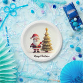 Cute Santa Christmas Plates ペーパープレート (パーティー)