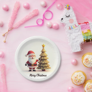 Cute Santa Christmas Plates ペーパープレート