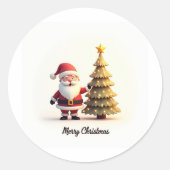 Cute Santa Christmas Sticker ラウンドシール (正面)
