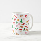 Cute Santa & Christmas Treats Pattern Mug コーヒーマグカップ (正面右)