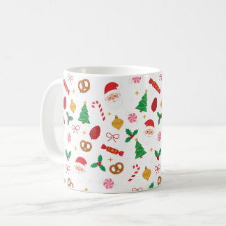 Cute Santa & Christmas Treats Pattern Mug コーヒーマグカップ