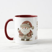 Cute Santa Claus & Bow Drawing Christmas Name マグカップ (左)