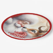 Cute Santa Claus Cartoon Holiday Party Paper Plate ペーパープレート (アングル)