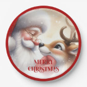 Cute Santa Claus Cartoon Holiday Party Paper Plate ペーパープレート (正面)