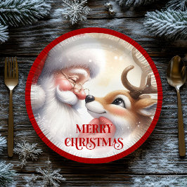 Cute Santa Claus Cartoon Holiday Party Paper Plate ペーパープレート