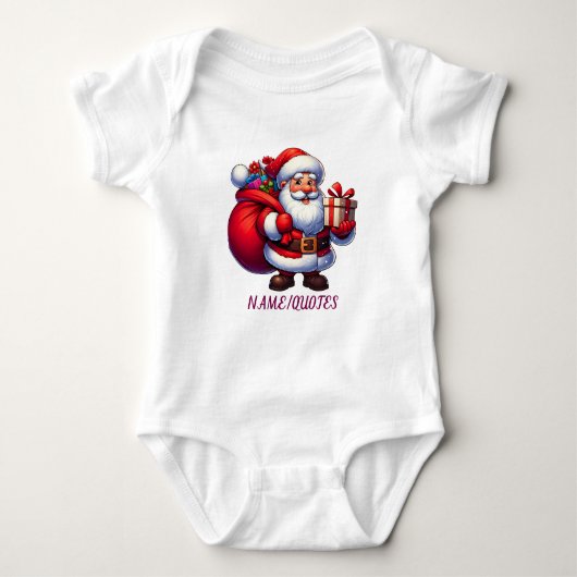 Cute Santa Claus Christmas ベビーボディスーツ (正面)