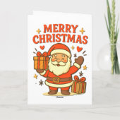  Cute Santa Claus Christmas Art –  Merry Christmas カード (裏面)