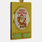  Cute Santa Claus Christmas Art –  Merry Christmas ゴールドプレートバナーオーナメント (右)