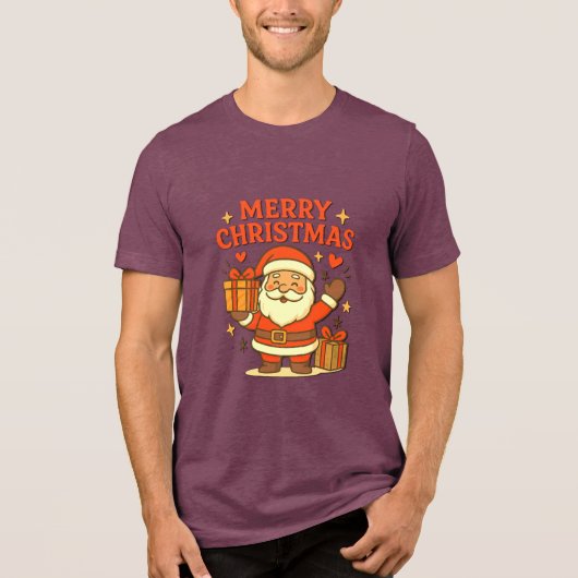 Cute Santa Claus Christmas Art – Merry Christmas トライブレンドTシャツ (正面)