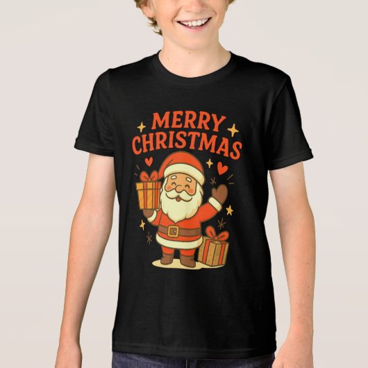 Cute Santa Claus Christmas Art – Merry Christmas トライブレンドTシャツ (正面)