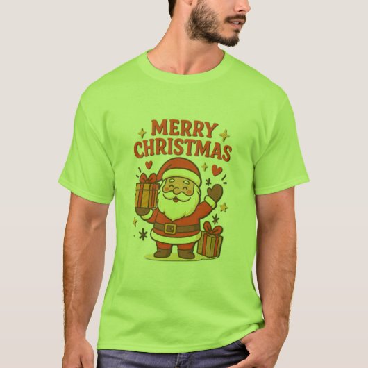 Cute Santa Claus Christmas Art – Merry Christmas Tシャツ (正面)