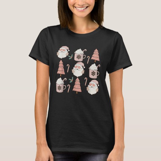 Cute Santa Claus Christmas Candy Cane  Family Tシャツ (正面)