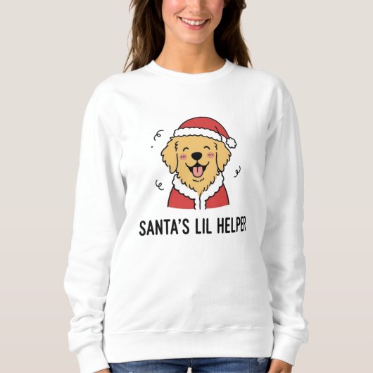 Cute Santa Claus Costume Golden Retriever Dog Art スウェットシャツ (正面)