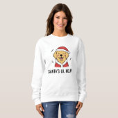 Cute Santa Claus Costume Golden Retriever Dog Art スウェットシャツ (正面フル)
