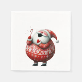Cute Santa Claus Holiday Festive Christmas スタンダードカクテルナプキン