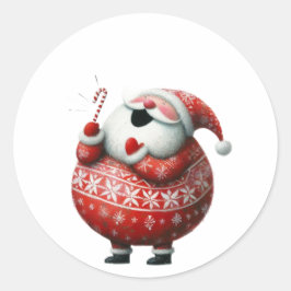 Cute Santa Claus Holiday Festive Christmas ラウンドシール