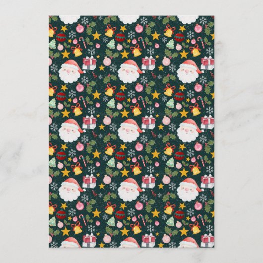 Cute Santa Claus Holiday Seamless Pattern 招待状 (正面)