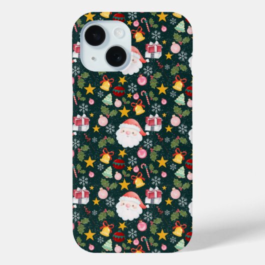 Cute Santa Claus Holiday Seamless Pattern Case-Mate iPhoneケース (裏面)