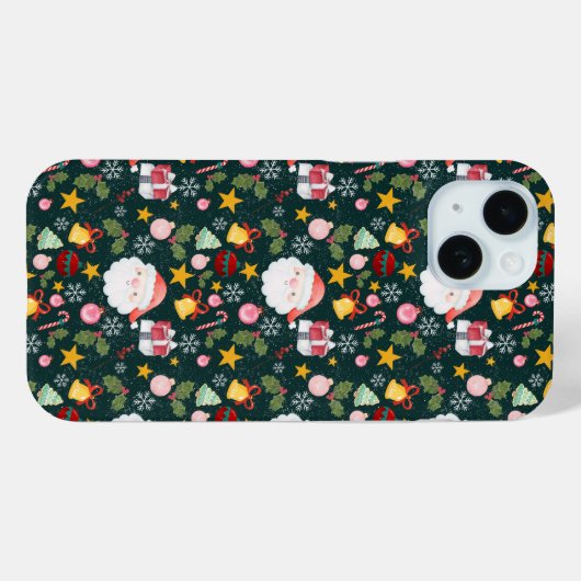 Cute Santa Claus Holiday Seamless Pattern Case-Mate iPhoneケース (裏面 (横))
