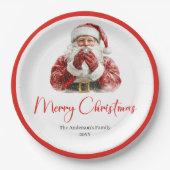 Cute Santa Claus Kids Festive Merry Christmas   ペーパープレート (正面)