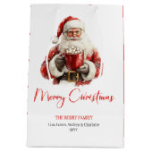 Cute Santa Claus Kids Festive Merry Christmas Bag ミディアムペーパーバッグ (裏面)