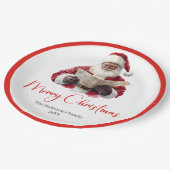 Cute Santa Claus Kids Watercolor Holiday Dinner ペーパープレート (アングル)