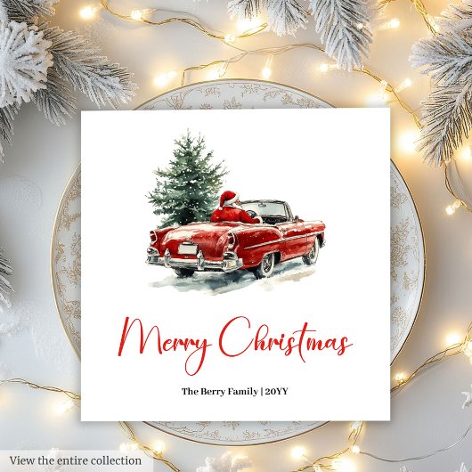 Cute Santa Claus Kids Watercolor Holiday Napkins スタンダードランチョンナプキン