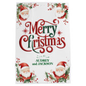 Cute Santa Claus Merry Christmas ミディアムペーパーバッグ (裏面)