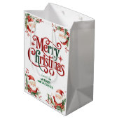 Cute Santa Claus Merry Christmas ミディアムペーパーバッグ (裏面アングル)