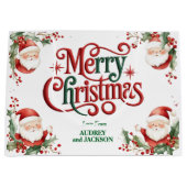 Cute Santa Claus Merry Christmas ラージペーパーバッグ (正面)
