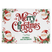 Cute Santa Claus Merry Christmas ラージペーパーバッグ (裏面)