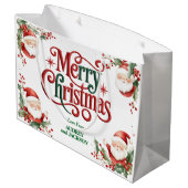 Cute Santa Claus Merry Christmas ラージペーパーバッグ (裏面アングル)