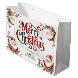 Cute Santa Claus Merry Christmas ラージペーパーバッグ