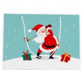 Cute Santa Claus plays golf illustration ラージペーパーバッグ (裏面)