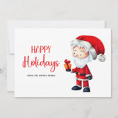 Cute Santa Claus Present Happy Holidays シーズンカード (正面)