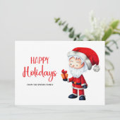 Cute Santa Claus Present Happy Holidays シーズンカード (スタンド正面)