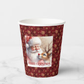 Cute Santa Claus Rudolph Cartoon Style Christmas   紙コップ (正面)