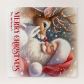 Cute Santa Claus Rudolph Christmas Holiday   ジグソーパズル (横)