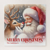 Cute Santa Claus Rudolph Christmas Holiday   ジグソーパズル (縦)