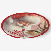 Cute Santa Claus Rudolph Holiday Paper Plates ペーパープレート (アングル)