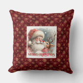 Cute Santa Claus Rudolph Holiday Pillow Christmas  クッション (正面)