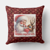 Cute Santa Claus Rudolph Holiday Pillow Cozy Home クッション (裏面)