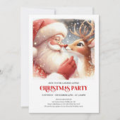 Cute Santa Claus Rudolph Holiday Spirit Cozy Party 招待状 (正面)