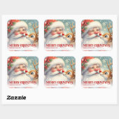 Cute Santa Claus Rudolph Personalized Holiday Kids スクエアシール (シート)