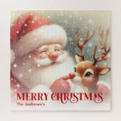 Cute Santa Claus Rudolph Personalized Kids Gift ジグソーパズル (縦)