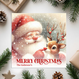 Cute Santa Claus Rudolph Personalized Kids Gift   ジグソーパズル