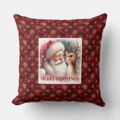 Cute Santa Claus Rudolph Pillow Cozy Holiday Accen クッション (正面)