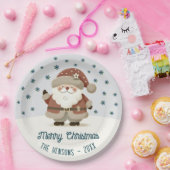Cute Santa Clause Snowflakes Drawing Christmas ペーパープレート (パーティー)