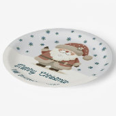 Cute Santa Clause Snowflakes Drawing Christmas ペーパープレート (アングル)